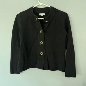 Charter Club Black Slightly Cropped Cardigan Sweater Size Medium
